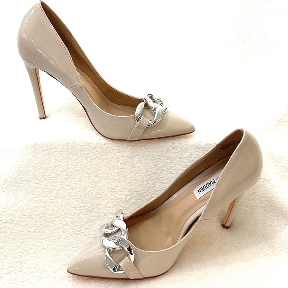 NUDE TAUPE STEVE MADDEN ZILDA DRESSY POINTED TOE HIGH HEEL SHOE Sz 6.5 - Picture 1 of 16